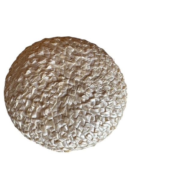 1960s Dale Kelly Woven Straw w/Yellow Ribbon & Matching Stick Pin Domed Cloche H - Picture 3 of 7